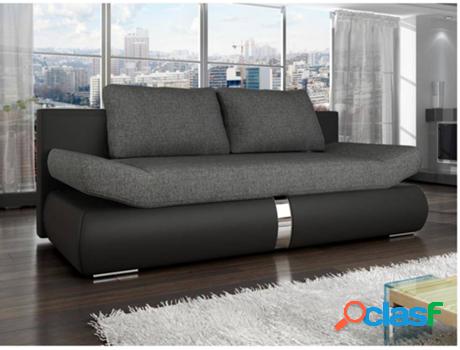 Sofá Cama VENTE UNIQUE Jaden (Negro, Gris - Tejido, Piel