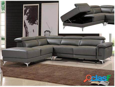 Sofá LINEA SOFA Pascaline (Piel - Gris - 96x277x244 cm)