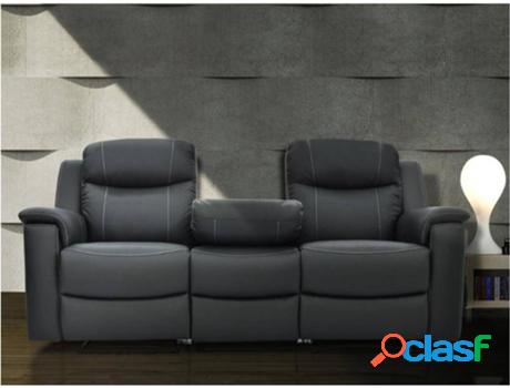 Sofá VENTE UNIQUE D (Piel - Gris - 100x205x96 cm)