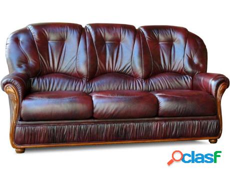 Sofá VENTE UNIQUE Daphne (Piel - Bordeaux - 97x183x91 cm)