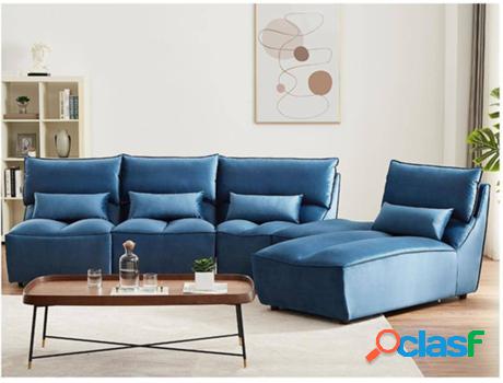 Sofá VENTE UNIQUE Judie (Tejido - Azul - 92x370x207 cm)