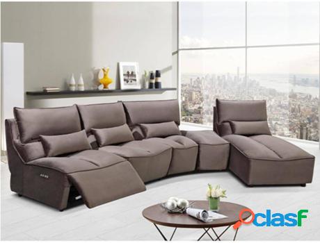 Sofá VENTE UNIQUE Judie (Tejido - Marrón - 92x370x207 cm)