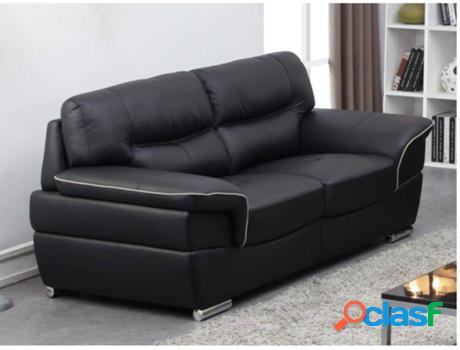 Sofá VENTE UNIQUE (Negro - Piel - 87x168x93 cm)