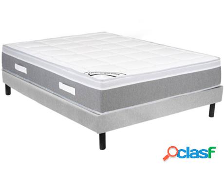 Somier + Colchón DREAMEA (Blanco - Madera - 160x200 cm)