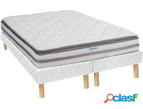 Somier + Colchón DREAMEA (Blanco - Madera - 180x200 cm)