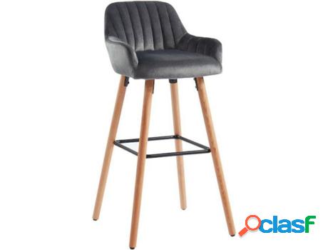 Taburete Alto VENTE UNIQUE Eleana (Gris - Tejido y Madera -