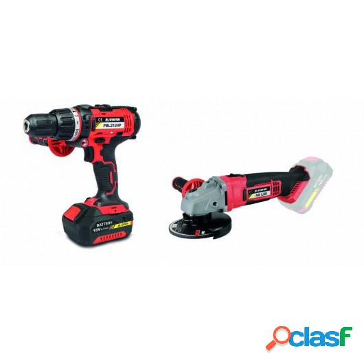 Taladro Percutor 18V Li 4.0Ah + Amoladora 115 Mm 2Bat Pbl