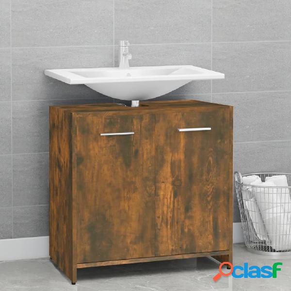 vidaXL Armario de baño madera contrachapada roble ahumado