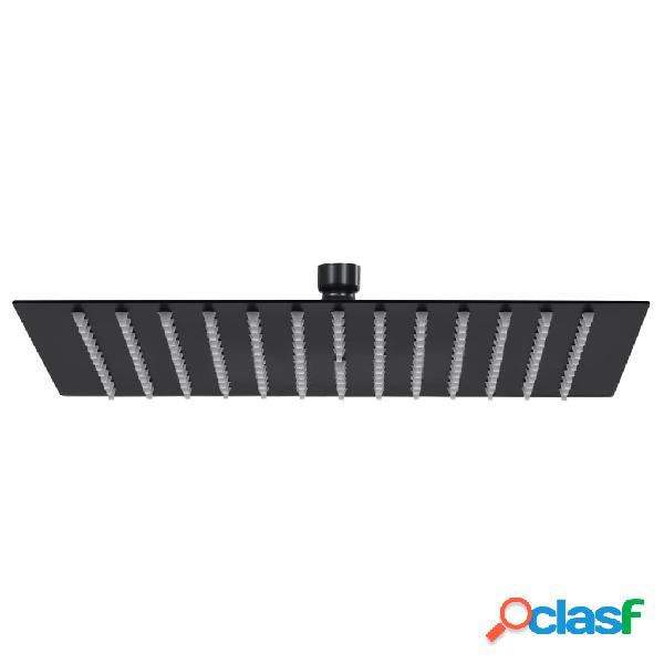 vidaXL Cabezal ducha efecto lluvia acero inox cuadrado negro