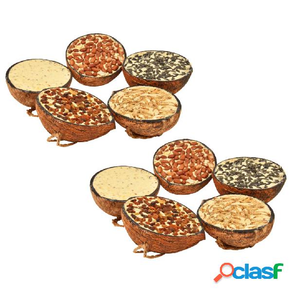 vidaXL Comida para pájaros en mitades de cocos 10 unidades