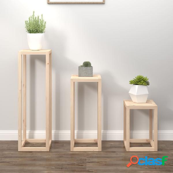 vidaXL Set de soportes para plantas 3 piezas madera maciza