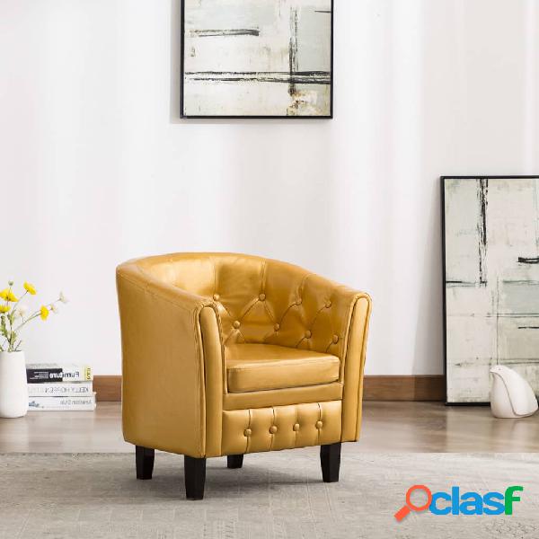 vidaXL Sillón con diseño de cubo de cuero sintético