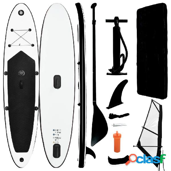 vidaXL Tabla de paddle surf hinchable con set de vela negro