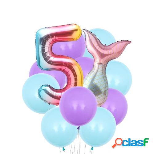12PCS Mermaid Tail Balloons Birthday Party Decorations Set