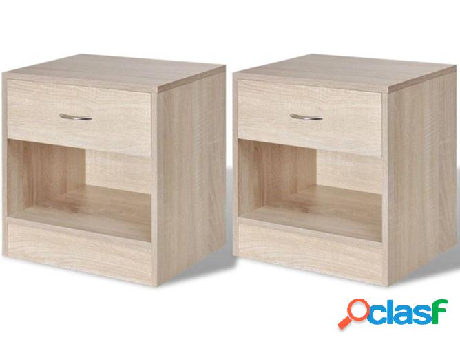 2 Mesitas de Noche ART PLANET Cajones Roble