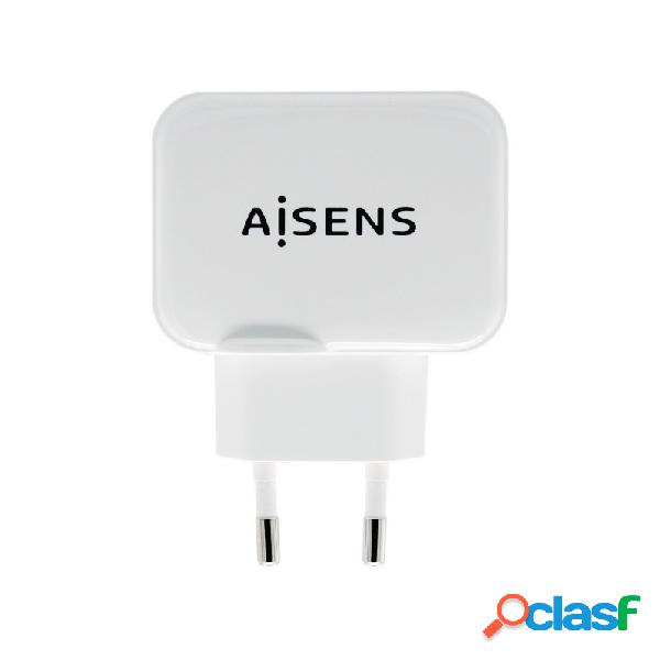 Aisens - Cargador Usb 17w 5v/3.4a, 2xusb Con Control Ai,