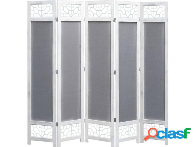Biombo con 5 paneles VIDAXL tejido gris y blanco (175x165