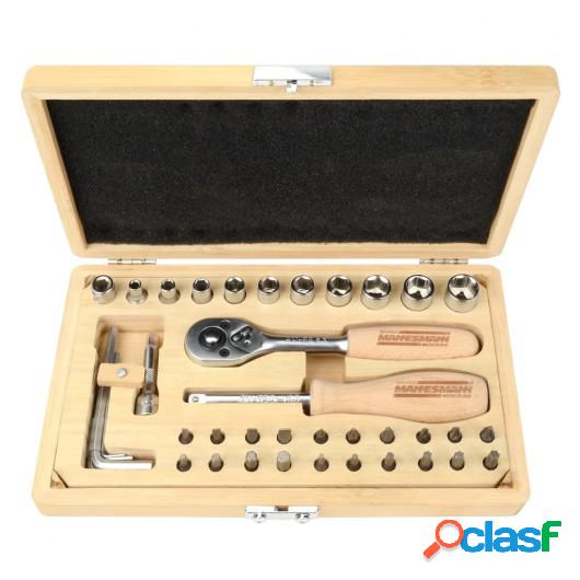 Brüder Mannesmann Set de llaves de vaso de 41 piezas bambú