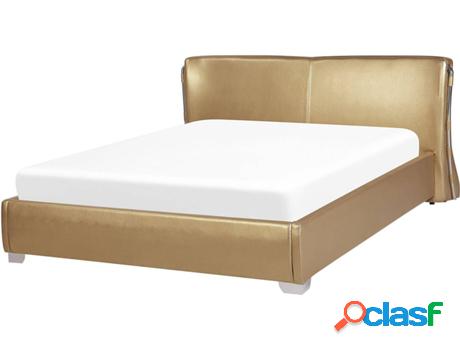 Cama BELIANI Paris (Dorado - Piel -228x195x83 cm)
