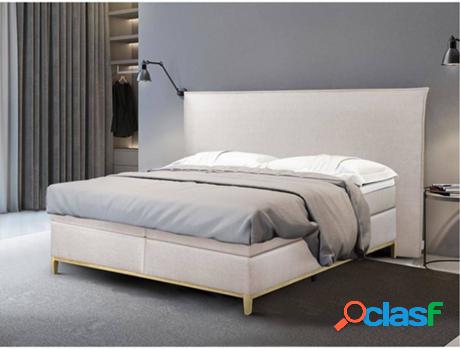 Cama PASCAL MORABITO Mogan (Tejido - Beis - 160x200 cm)