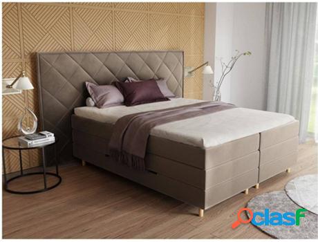Cama PASCAL MORABITO Voluros (Tejido - Beis - 160x200 cm)