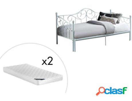 Cama VENTE UNIQUE Doble con Cojiin Sebille (90 x 200 cm -
