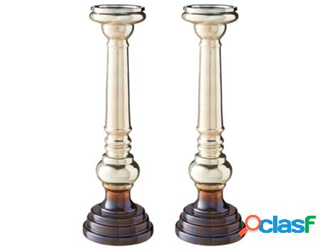 Candelabro BELIANI Imarti (Vidrio - Dorado - 13 x 13 x 40
