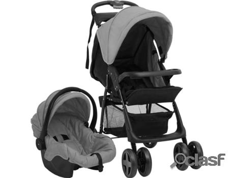 Carrito de Bebé Trio VIDAXL 3 en 1 de Acero Gris Claro y
