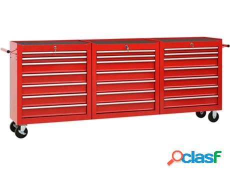 Carro para Herramientas VIDAXL 21 Cajones Rojo