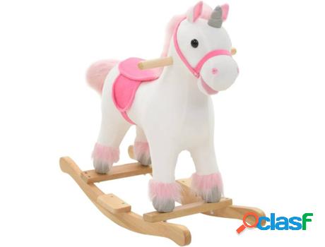 Columpio VIDAXL unicornio 65x32x58 cm blanco y rosa