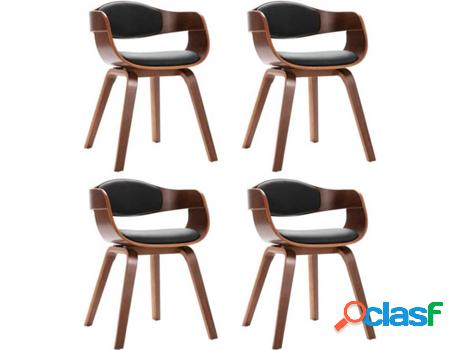Conjunto 4 Sillas de Comedor VIDAXL 3054812 (Negro - Cuero