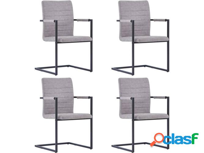 Conjunto 4 Sillas de Comedor VIDAXL Cantilever Cuero