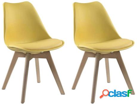 Conjunto de 2 Sillas VENTE UNIQUE Jody (Amarillo - Madera y