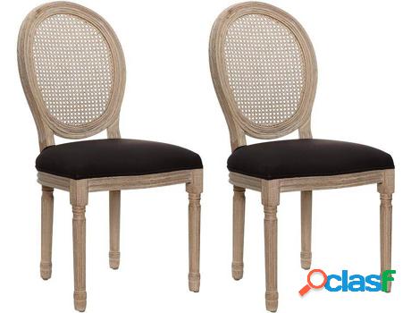 Conjunto de 2 Sillas VENTE UNIQUE Marie-Antoinette (Negro -