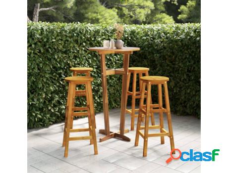 Conjunto de 5 Piezas de Bar VIDAXL (Madera - Marrn - 60 x