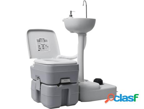 Conjunto de Lavabo con Pedestal y Inodoro Portátil para