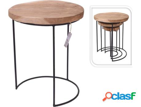Conjunto de Mesas de Apoyo HOME&STYLING 3 Piezas (Marrón -
