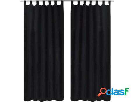 Cortinas Negras Micro-Satinadas con Trabillas VIDAXL (140 x