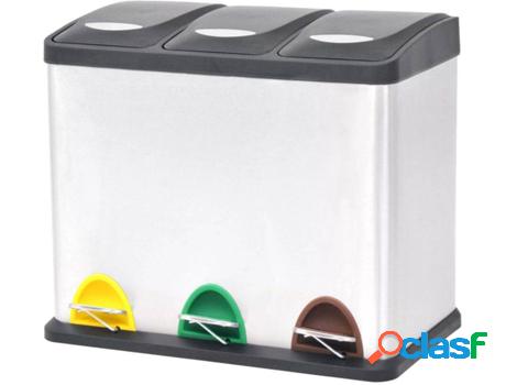 Cubo de Basura VIDAXL Reciclaje con Pedal 24 L Plateado (46