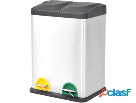 Cubo de Basura VIDAXL Reciclaje con Pedal 36 L Plateado (41