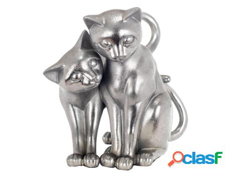 Figura Gatos Plateado de Resina 20*14*21cm Figura de Gato
