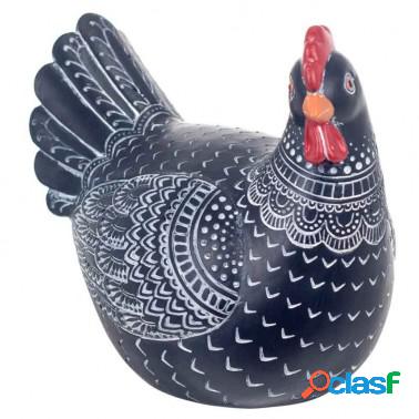 Figura gallina gris y blanco