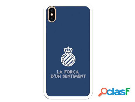 Funda para iPhone XS Max del RCD Espanyol Escudo Fondo Azul