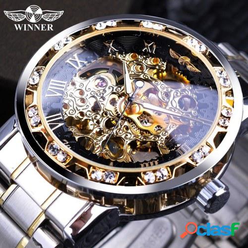 GANADOR Hombres Reloj Automático Pantalla de Diamante