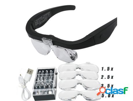 Gafas De Aumento Magnifier Usb Recargable Con Luz Led
