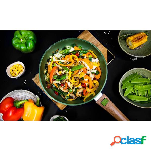 Just Vegan Sartén ECO con mango desmontable aluminio verde