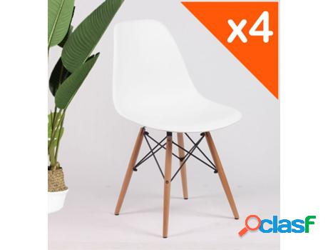 KOSMI - Set of 4 White Scandinavian Style Eiffel Chairs with