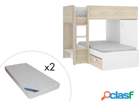 Litera VENTE UNIQUE Ricardo (Beis, Blanco - Madera - 90x190