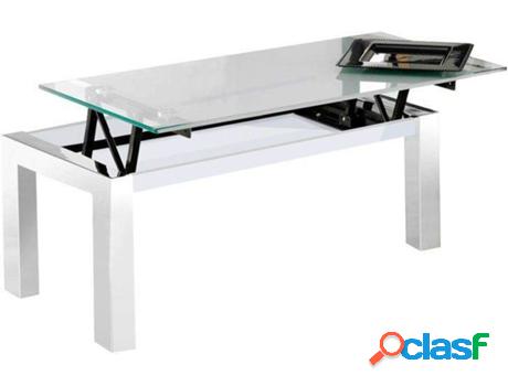 Mesa de Centro ABECEDARIO Elevable (Blanco - Cristal - 112 x