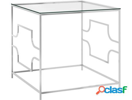 Mesa de Centro VIDAXL (Plateado - Cristal - 55 x 55 x 55 cm)